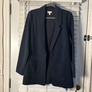 Garnet Hill NWOT Navy Blue Blazer Wool Blend 8% Professional Office Women’s 10
